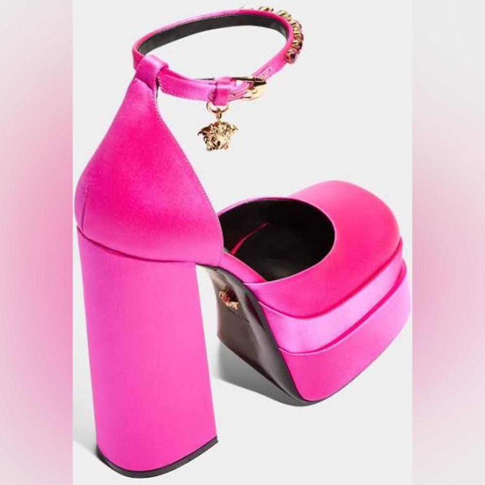 Versace Silk Crystal Embellishments D'Orsay PumpsVersace Silk